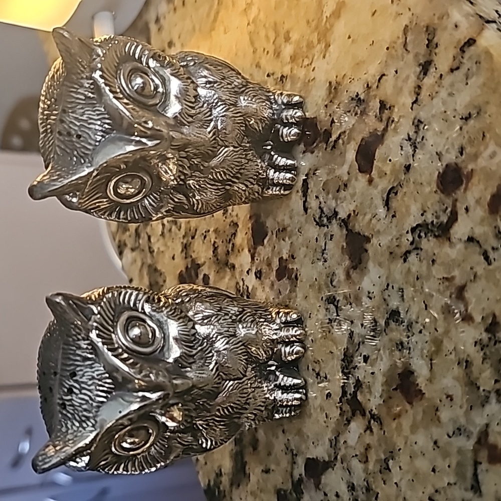 Silver Plate-style Owls, Salt & Pepper  Shakers.. Beautiful set